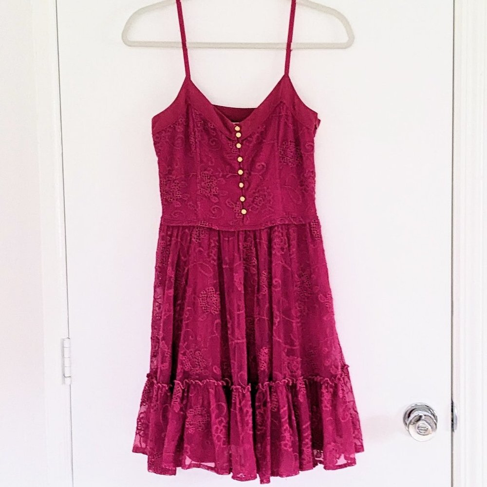 Juicy Couture Fuchsia Lace Flirty Spaghetti Strap Mini Dress Style #JG009392